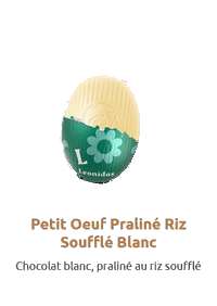 petit oeuf praliné riz soufflé blanc