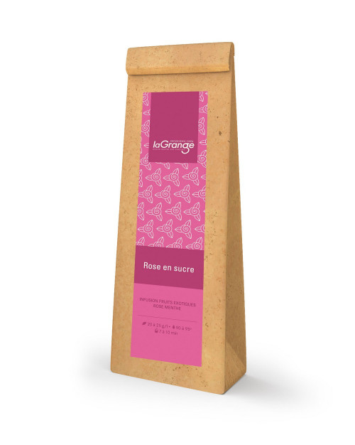 Rose en sucre - Infusion fruits exotiques rose menthe - Pochette 100g